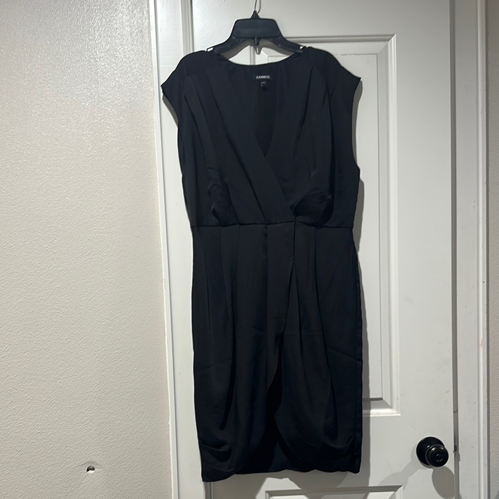 Express Black Sleeveless Wrap Midi Dress